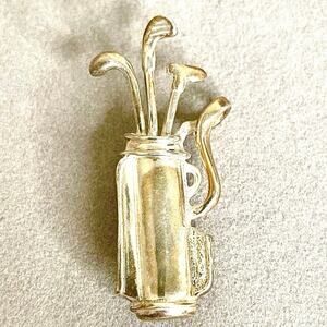 Vintage Mexico 925 Sterling Silver Golf Bag Clubs Brooch Pin